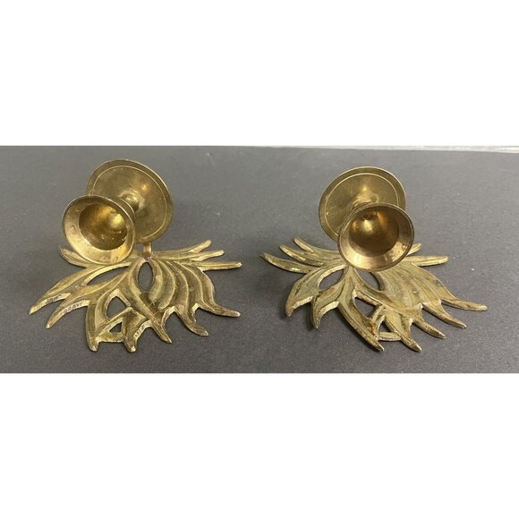 Set of Vintage Brass Lotus Flower‎ Decorative Wall Candleholder Metal Sconces - Picture 3 of 13